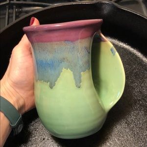 Hand warming clay mug